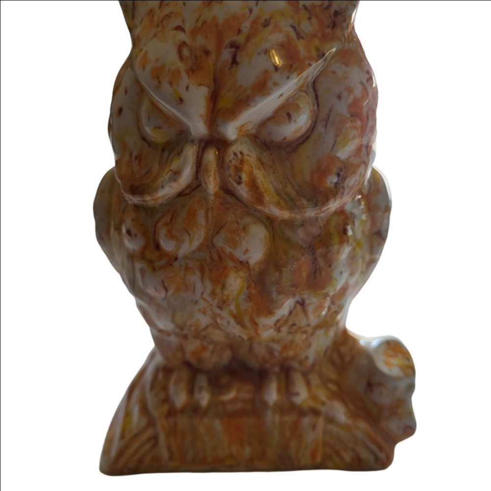 Owl Bank in Orange and Brown Chalkware - Picture 2 of 6